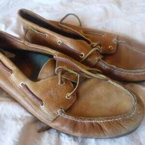 Land Rover Mens Brown Leather Boat shoes Mens Size 11 See Remarks